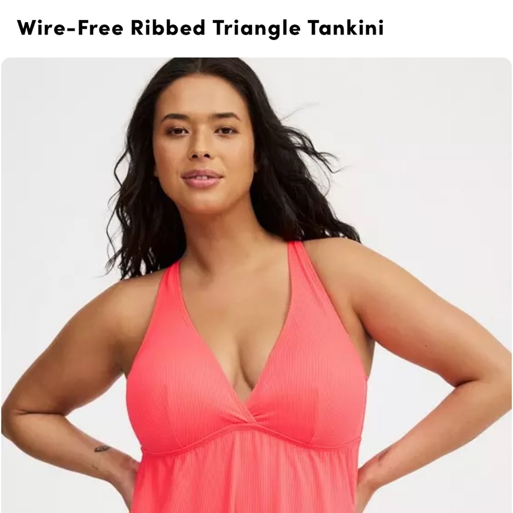 torrid 3x Coral Ribbed Wire-Free Tankini Top new